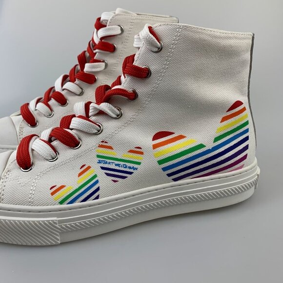 NIB Stuart Weitzman Hightop Shoes In White Size 38.5 - Picture 6 of 12